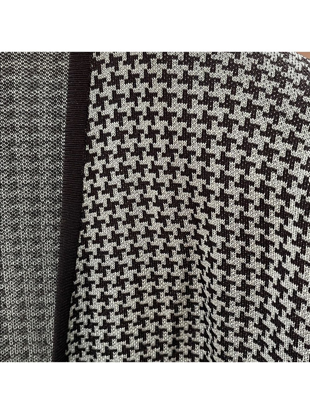 Misook Long Open Front Houndstooth Knit Cardigan Sweater Duster SZ XL Grey Black - Picture 5 of 9